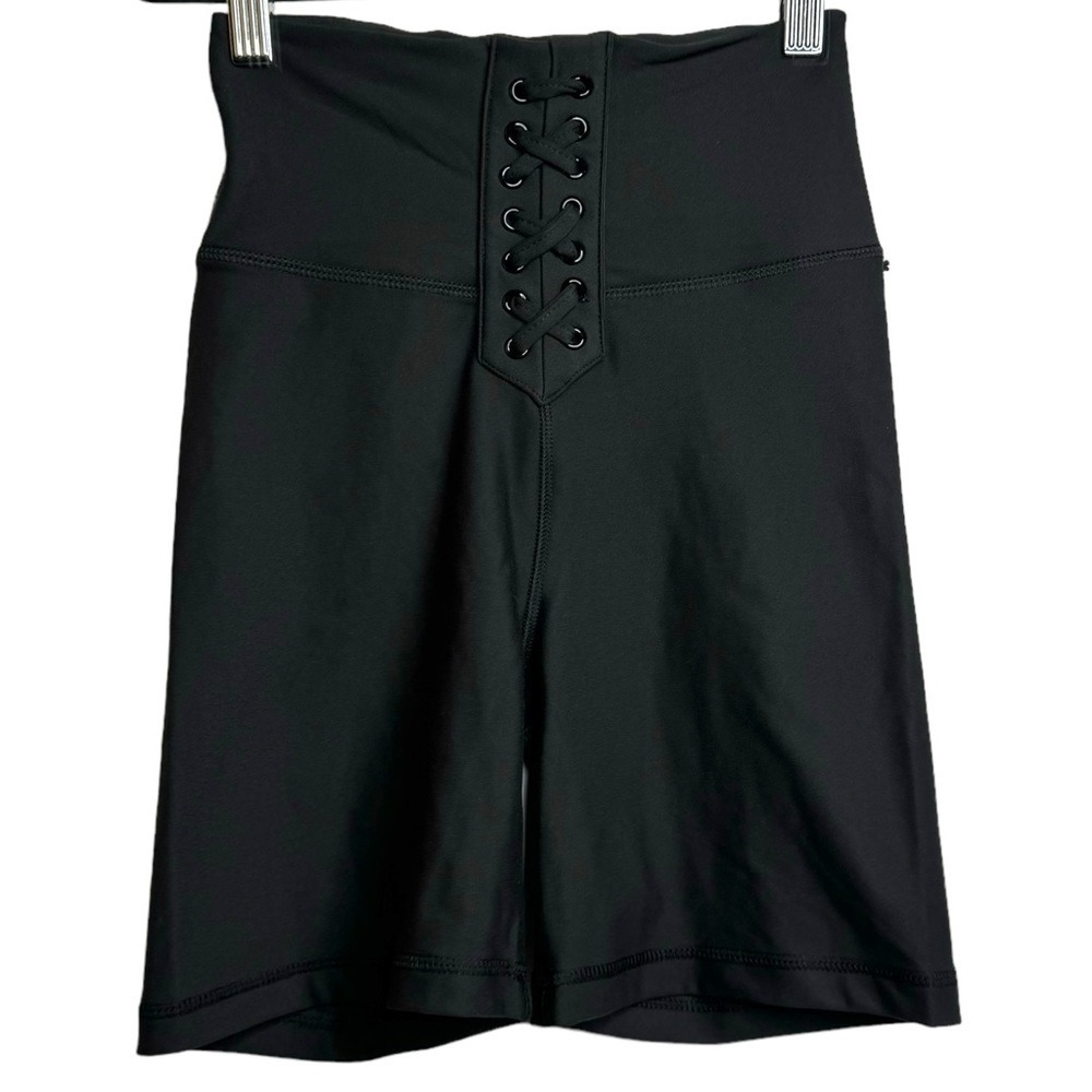 WeWoreWhat Lace Up Detail Black Biker Shorts High Rise 6" Inseam Extra Small XS
